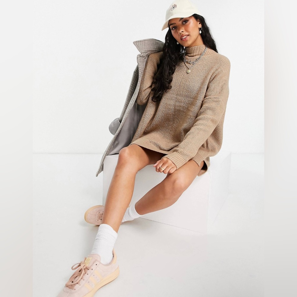 Miss Selfridge long sleeve longer line funnel neck sweater